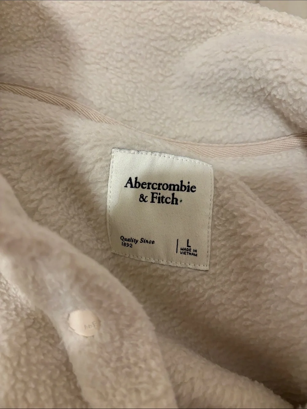 Abercrombie Cream Sherpa Pullover Snap-Front Fleece Sweater